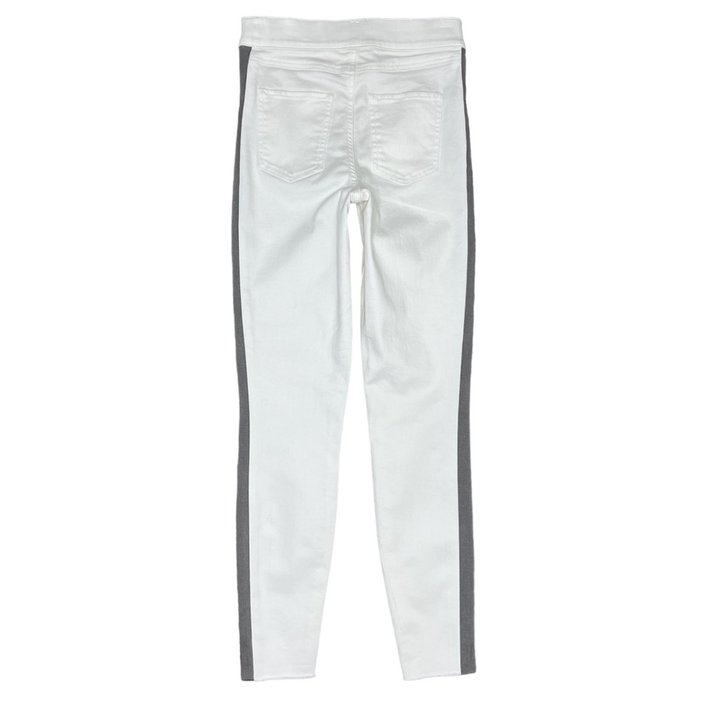 Spanx White Raw Hem Pull on Skinny Jeans with Side Stripe Size XS (0) NWT - Picture 3 of 14